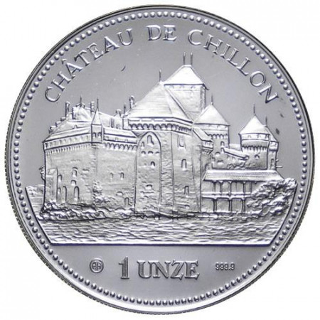 1989 * 1 Unze Argent 1 OZ Suisse "Château de Chillon" BE