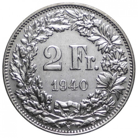 1940 B * 2 Francs Argent Suisse "Standing Helvetia" (KM 21) SUP