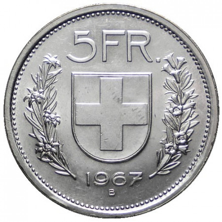 1967 B * 5 Francs Argent Suisse "Guillaume Tell" (KM 40) SUP+