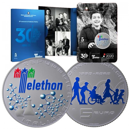 2020 * 5 Euro Argent ITALIE "30e Anniversaire Fondation Téléthon" BU