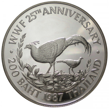 BE2530 (1987) * 200 Baht Argent Thaïlande "25e Fondation WWF" (Y 206) BE