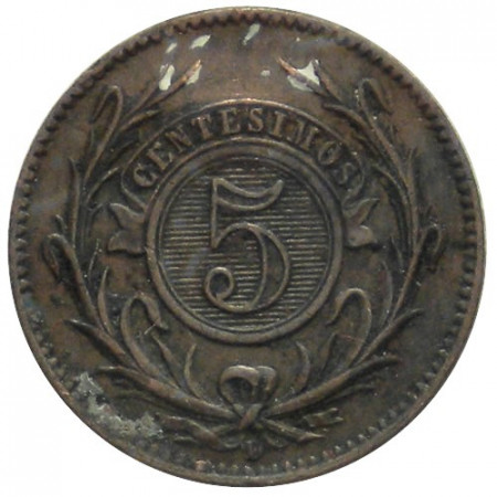 1857 D * 5 Centésimos de Real Uruguay “Republica Oriental” (KM 8) TTB+