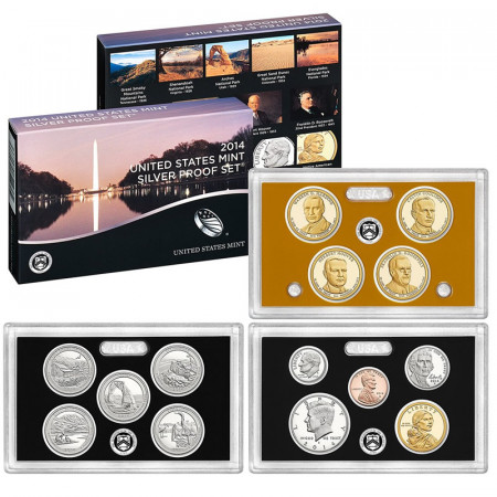 2014 * États-Unis Coffret Officiel "Mint Silver Proof Set" BE S