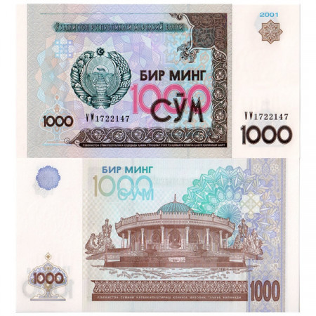 2001 * Billet Ouzbékistan 1000 Sum "Amir Temur - Tashkent" (p82) NEUF