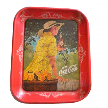 Plateau * Coca Cola Métal Rectangulaire Rouge "Drink" Publicité Vintage