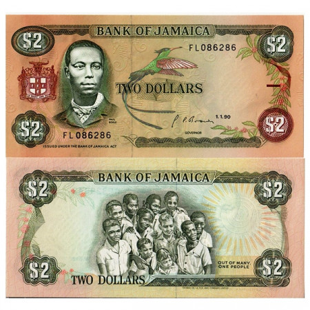 1990 * Billet Jamaïque 2 Dollars "Paul Bogle" (p69d) NEUF