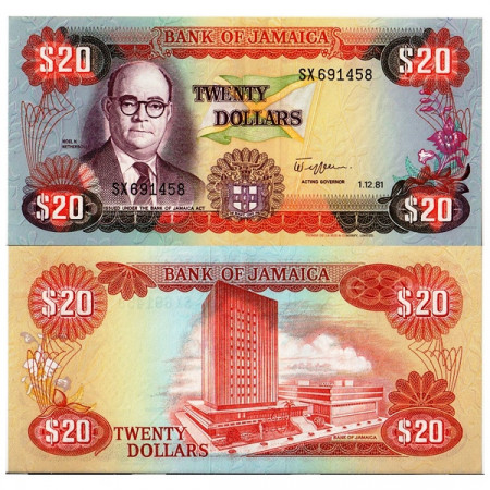 1981 * Billet Jamaïque 20 Dollars "Noel N Nethersole" (p68b) prNEUF