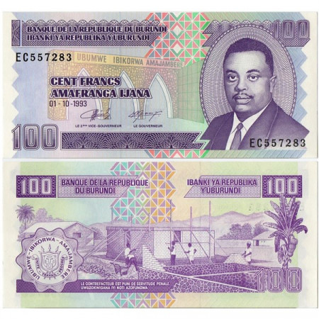 1993 * Billet Burundi 100 Francs "Prince Rwagasore" (p37a) NEUF