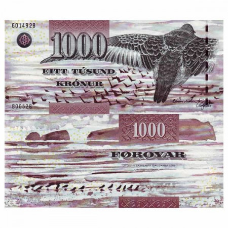 2005 * Billet Îles Féroé - Faroe Islands 1000 Kronur "Bird" (p28) NEUF