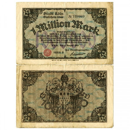 1923 * Notgeld Allemagne 1 Million - 1.000.000 "Rhénanie-du-Nord-Westphalie – Cologne" TTB