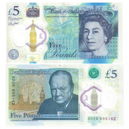 2015 (2016) * Billet Polymère Grande-Bretagne 5 Pounds "Sir Winston Churchill" (pNew) NEUF