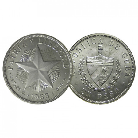 1933 * 1 Peso Argent Cuba "Première République" (KM 15.2) SUP