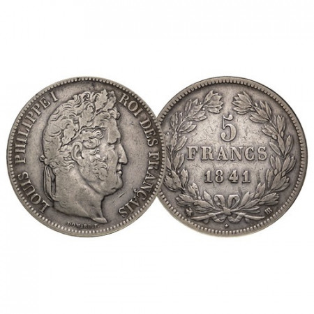 1841 BB * 5 Francs Argent France "Domard - Louis-Philippe Ier" Strasbourg (KM 749.3) TB+