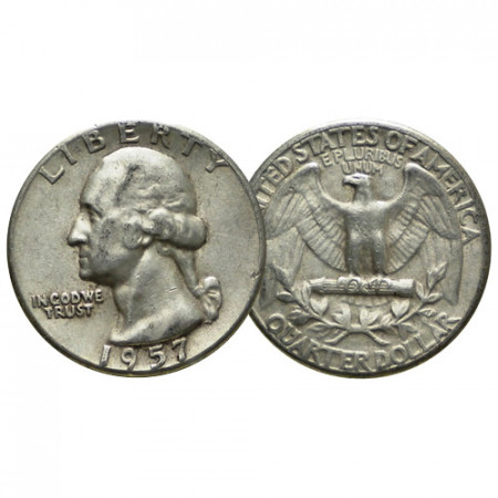 1957 (P) * Quart de Dollar (25 Cents) Argent États-Unis "Washington Quarter" (KM 164) TTB