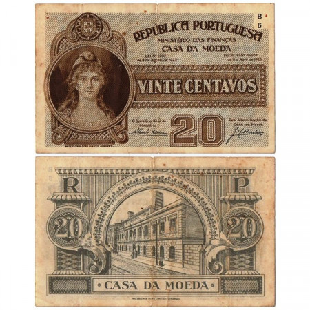 L.1922 D.1925 * Billet Portugal 20 Centavos "Casa da Moeda - Liberty" (p102) TTB