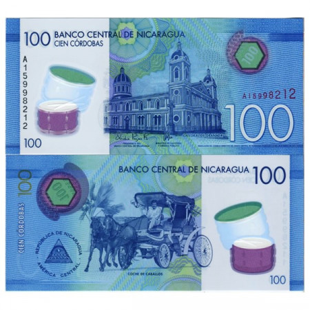 2014 (2015) * Billet Polymère Nicaragua 100 Cordobas "Cathedral of Granada" (p213) NEUF