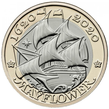 2020 * 2 Pounds Bimétallique Grande-Bretagne "The Mayflower" FDC