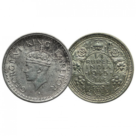 1945 (b) * 1/4 Rupee Argent Inde Britannique "George VI" (KM 547) FDC