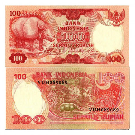 1977 * Billet Indonésie 100 Rupiah "Rhinoceros" (p116) NEUF