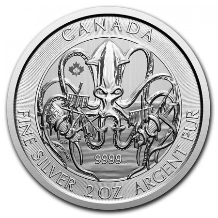 2020 * 10 Dollars Argent 2 OZ Canada "Creatures of the North- Kraken" BU