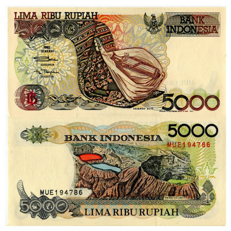 1992 (1997) * Billet Indonésie 5000 Rupiah "Sasando" (p130f) NEUF