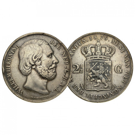 1870 * 2-1/2 (2,5) Gulden Argent Pays-Bas "William III" (KM 82) prTTB