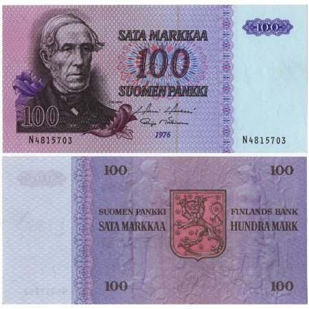 1976 * Billet Finlande 100 Markkaa "JV Snellman" (p109a) NEUF