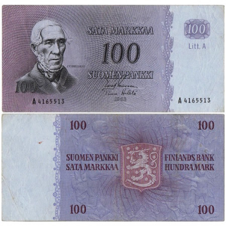 1963 A * Billet Finlande 100 Markkaa "JV Snellman - Litt. A" (p106a) TTB+