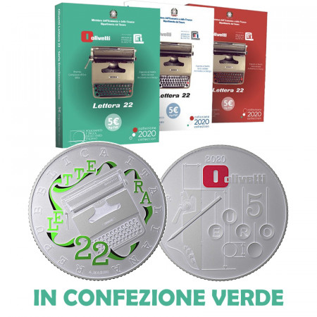 2020 * 5 Euro Argent ITALIE "Excellence - Olivetti Lettera 22 - VERT" BU