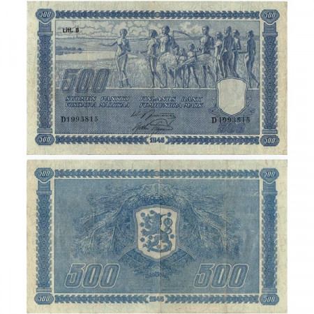 1945 (1948) B * Billet Finlande 500 Markkaa "Allegorical Group - Litt. B" (p89) prTTB