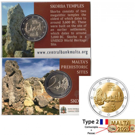 2020 * 2 Euro MALTE "Temples de Skorba - Version 2, Cornucopia" Coincard FDC