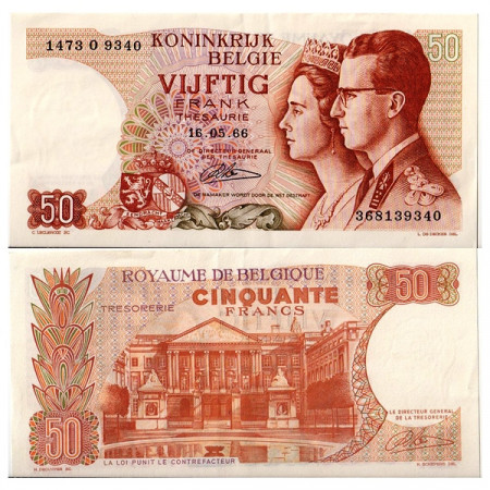 1966 * Billet Belgique 50 Francs "King Baudouin I - Fabiola" (p139) TTB+