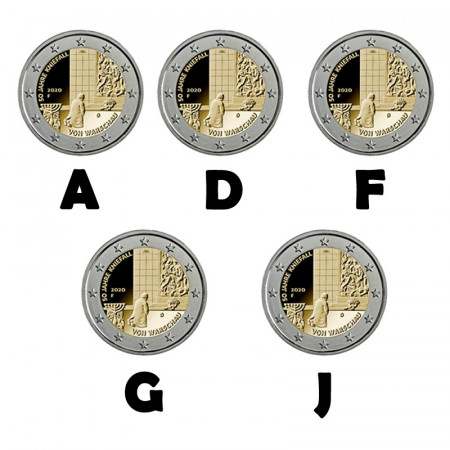 2020 * 2 Euro ALLEMAGNE "50e de l'Agenouillement à Varsovie" 5 Piéces UNC