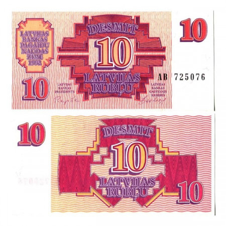 1992 * Billet Lettonie 10 Rublu "Government" (p38) NEUF