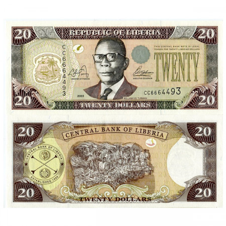 2003 * Billet Liberia 20 Dollars "President W Tubman" (p28a) NEUF