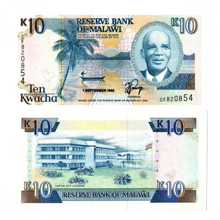 1992 * Billet Malawi 10 Kwacha "President Dr. HK Banda" (p25b) NEUF