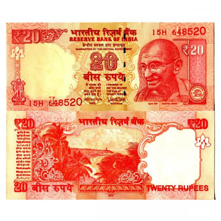 2017 L * Billet Inde 20 Rupees "Mahatma Gandhi" (p103y) NEUF