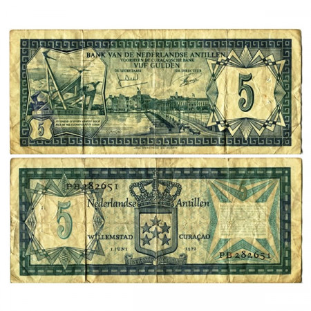 1972 * Billet Antilles Néerlandaises 5 Gulden "Willemstad Curaçao" (p8a) TB