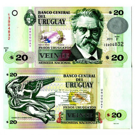 2011 * Billete Uruguay 20 Pesos Uruguayos "JZ de San Martín" (p86b) NEUF