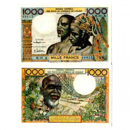 1961 A * Billet États Afrique de l'Ouest "Côte d'Ivoire" 1000 Francs "Couple" (p103Ac) TTB