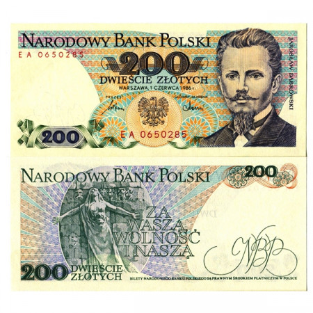 1986 * Billet Pologne 200 Zlotych "Jaroslaw Dabrowski" (p144c) NEUF