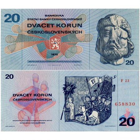 1970 (1971) * Billet Tchécoslovaquie 20 Korun "Jan Zizka" (p92) NEUF