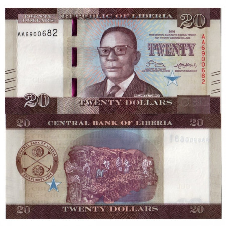 2016 * Billet Liberia 20 Dollars "William VS Tubman" (p33) NEUF