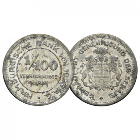 1923 * 1/100 Verrechnungsmarke ALLEMAGNE "German Notgeld - Hamburg" (F 637.1a) TTB