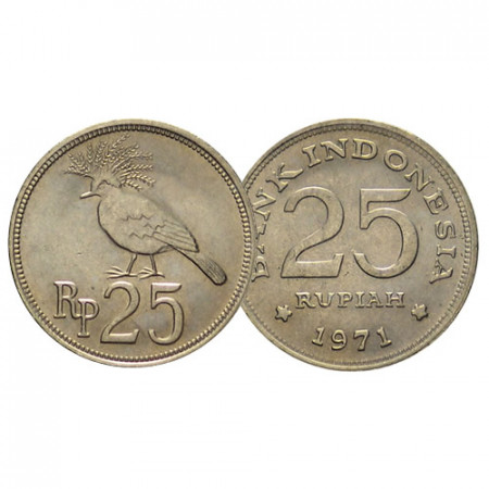 1971 * 25 Rupiah Indonésie "Victoria Crowned Pigeon" (KM 37) FDC