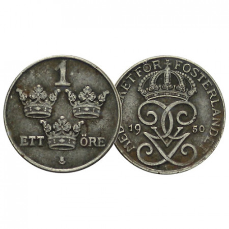 1950 * 1 Ore Suède "Gustave V - The Three Crowns" (KM 810) TTB