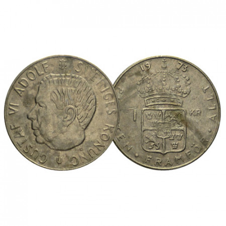 1973 * 1 Krona Suède "Gustave VI Adolphe - Crowned Coat" (KM 826a) TTB