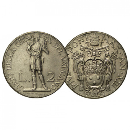 1934 XIII * 2 Lire Vatican Pie XI "Le Berger" (KM 6) TTB