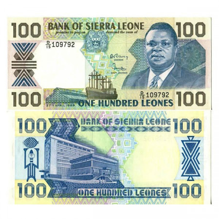 1989 * Billet Sierra Leone 100 Leones "President Saidu Momoh" (p18b) NEUF