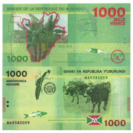 2015 * Billet Polymère Burundi 1000 Francs (pNew) NEUF
